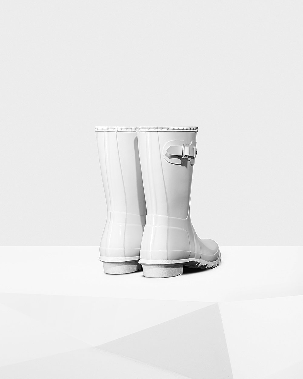 Womens Short Rain Boots - Hunter Original Gloss (39KFGUEPQ) - White